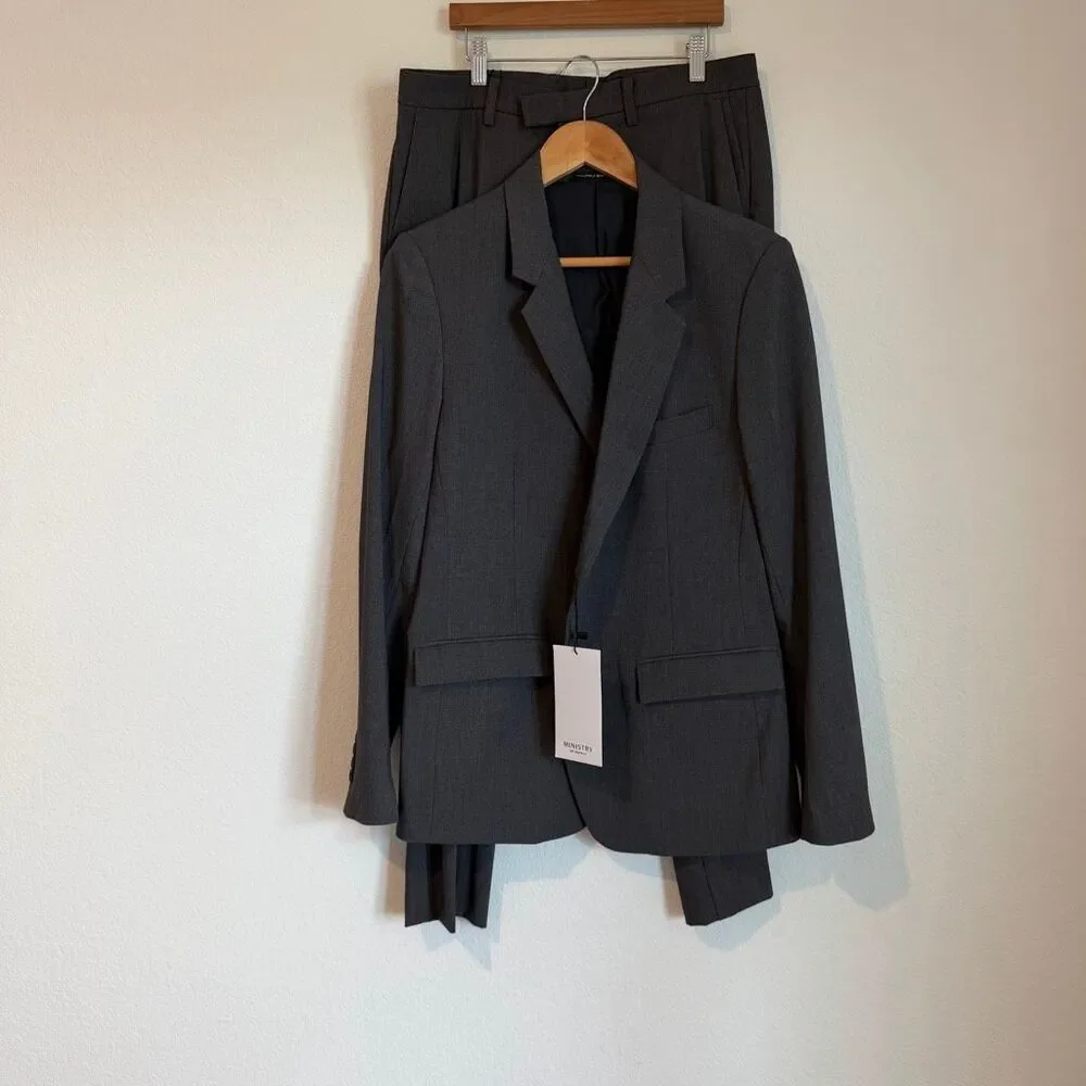 Ministry Of Supply Dark Charcoal Velocity Suit Jacket & Pants Men's Size 40 32